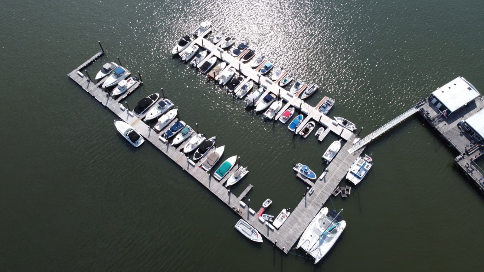 Drone view of completed marina installation
