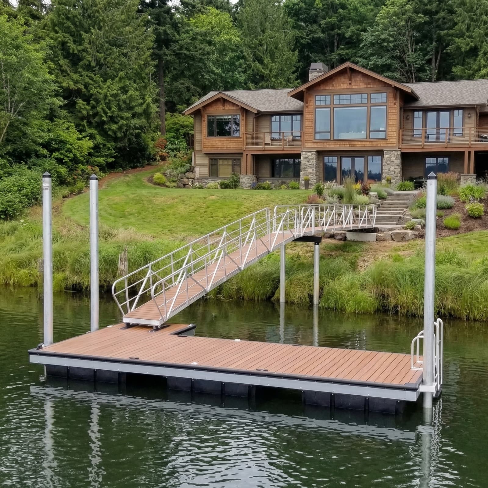 Residential dock with gangway connection to shore